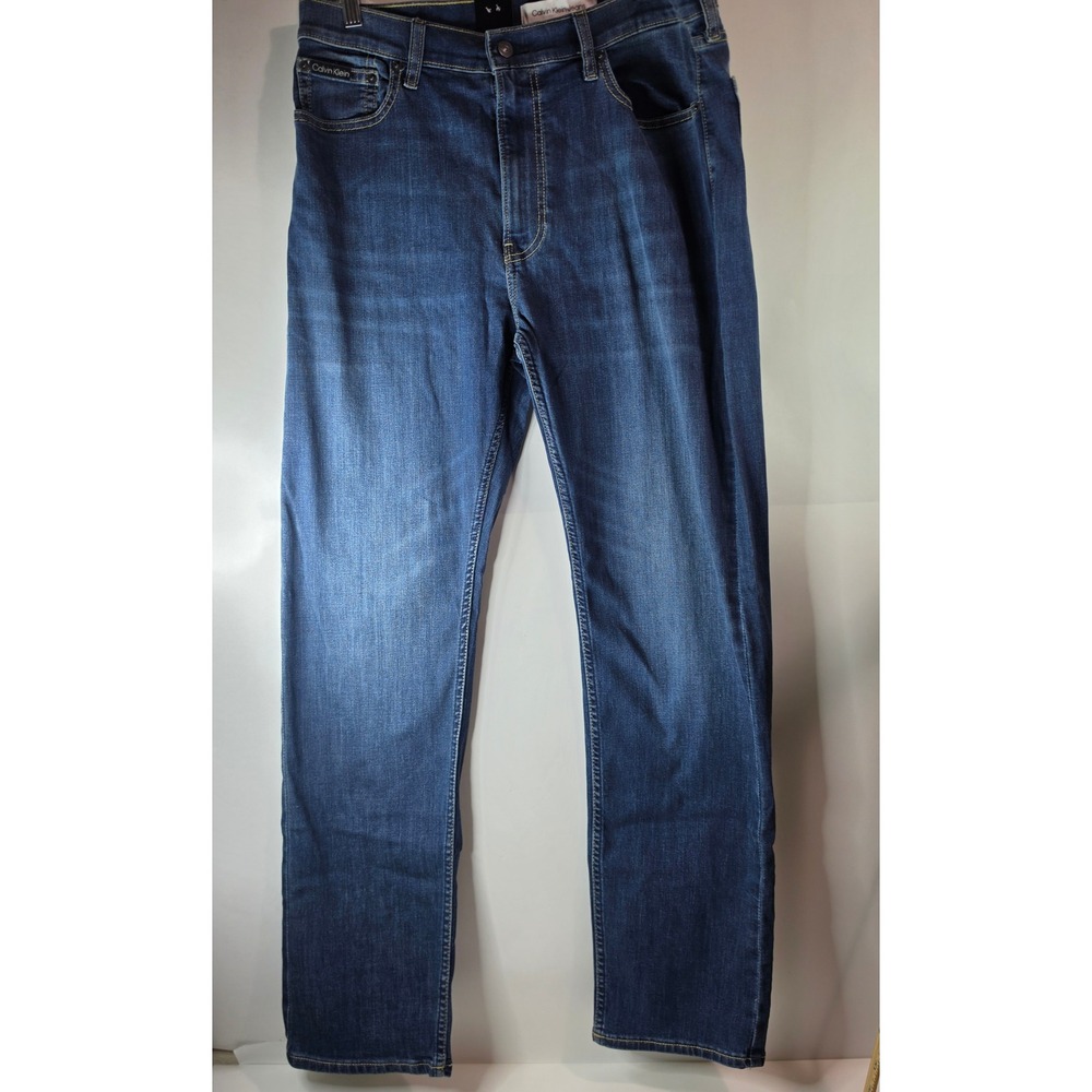 Calvin Klein Jeans Mens 34x32 Ashton Straight Leg Denim Dark Wash Blue 40EO700